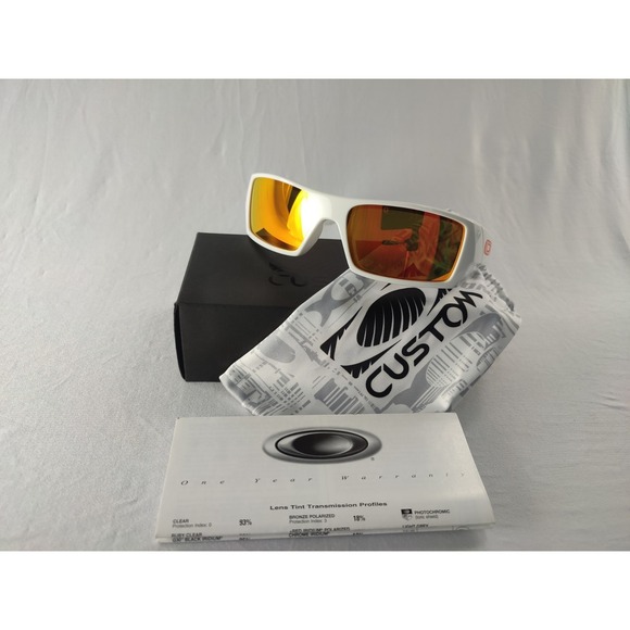 NOS (2010) Oakley Gascan Custom Sunglasses White Orange Iridium Mirrored NIB NEW